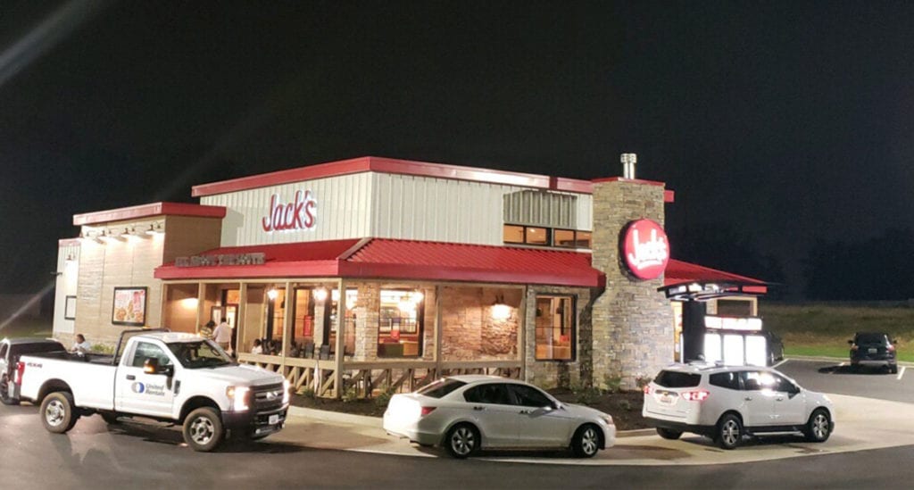 Jacks drive-thru at night