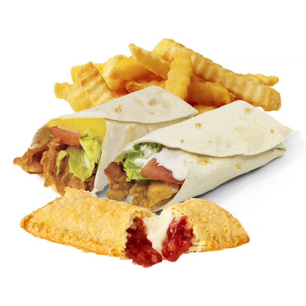 2 wraps fry and pie