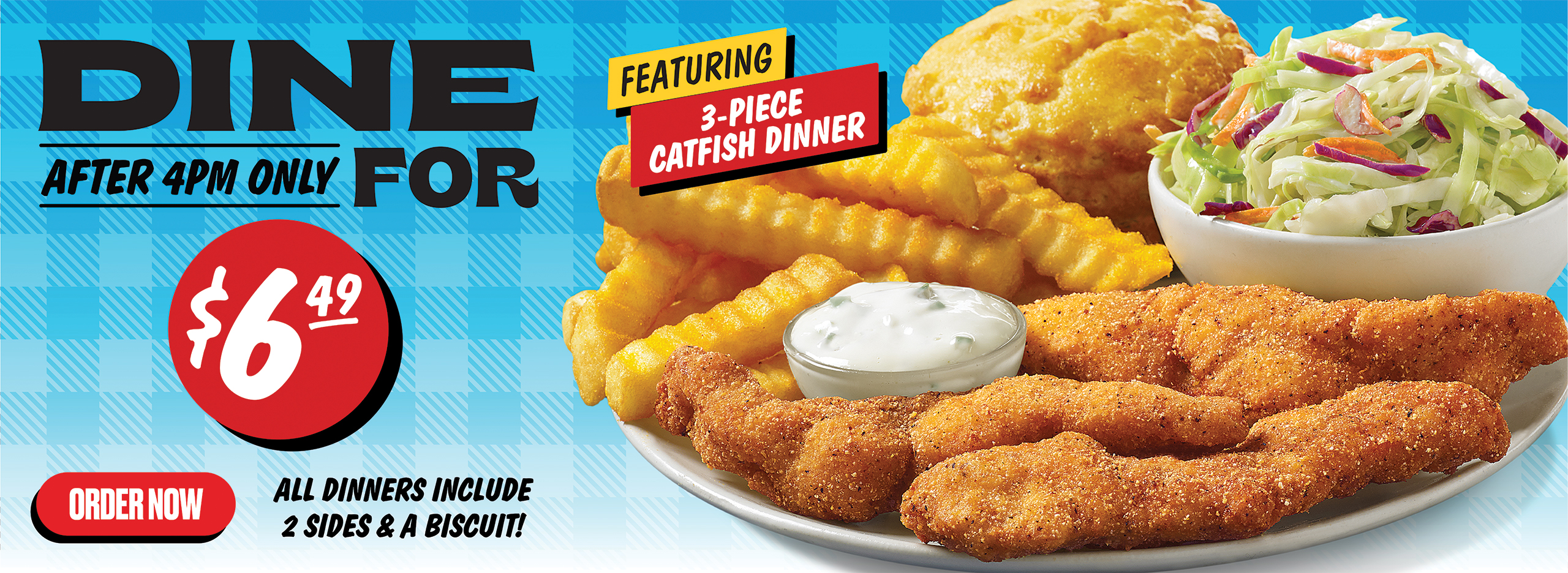 3 piece catfish dinner carousel